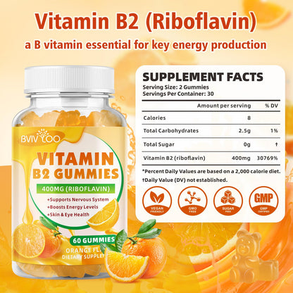 Safgumjel 400mg Riboflavin chewable sugar free orange flavor supplement facts panel
