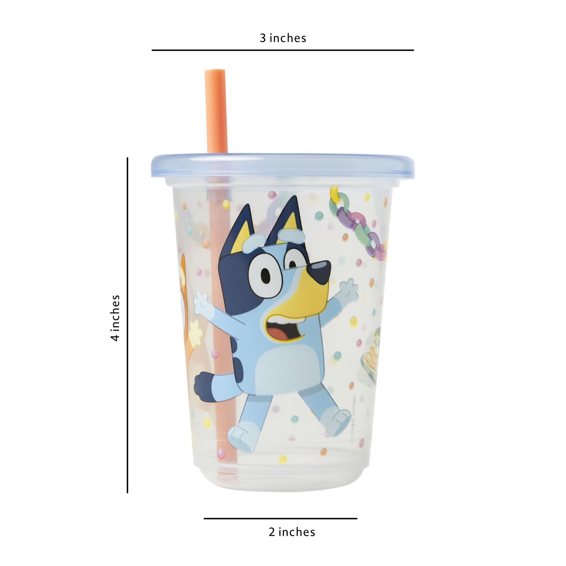 10 fluid ounce Bluey character cups with snap on lids