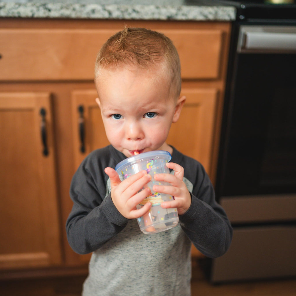 Multicolored Bluey Take and Toss cups for parties