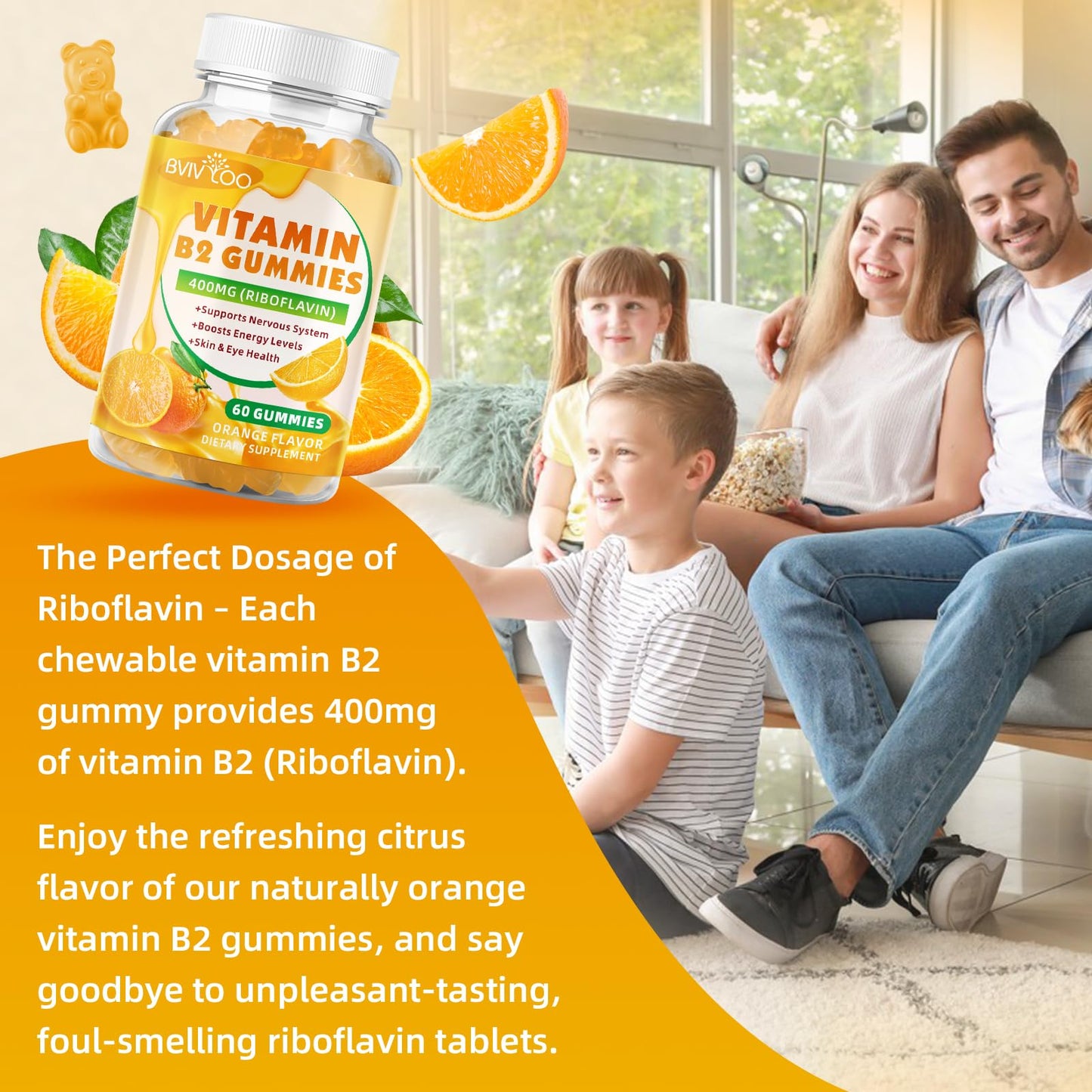 Safgumjel natural orange flavored daily wellness gummies for nervous system care