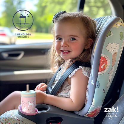 Zak Designs toddler travel cup showing base and cup holder compatibility