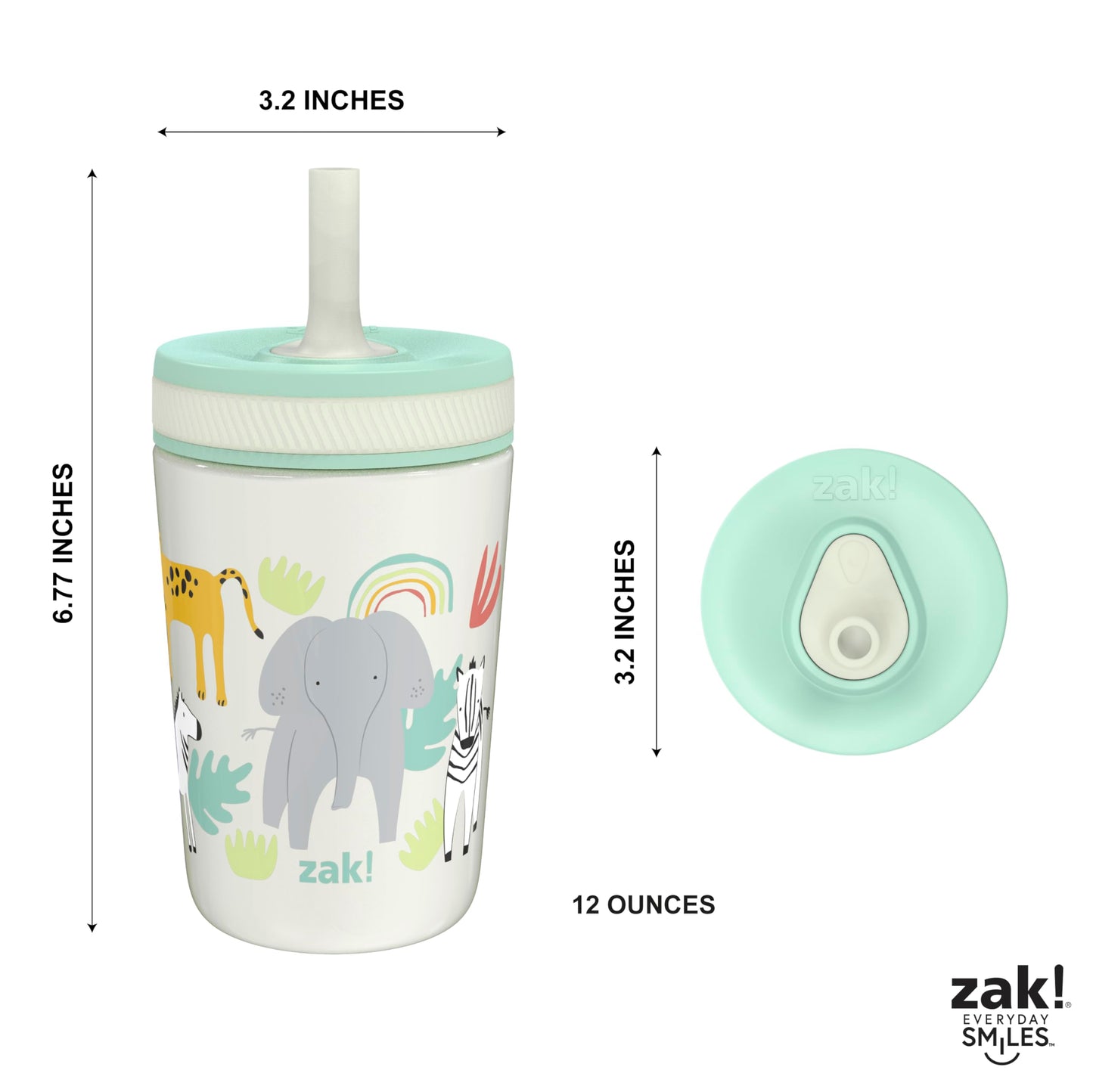 Zak Designs Kelso children spill proof straw cup packaging detail