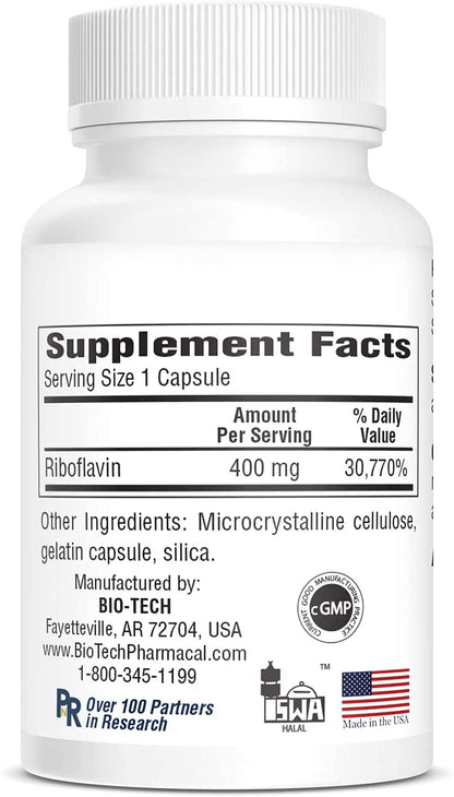 Authentic USA imported high potency riboflavin capsules showcasing plant based ingredients