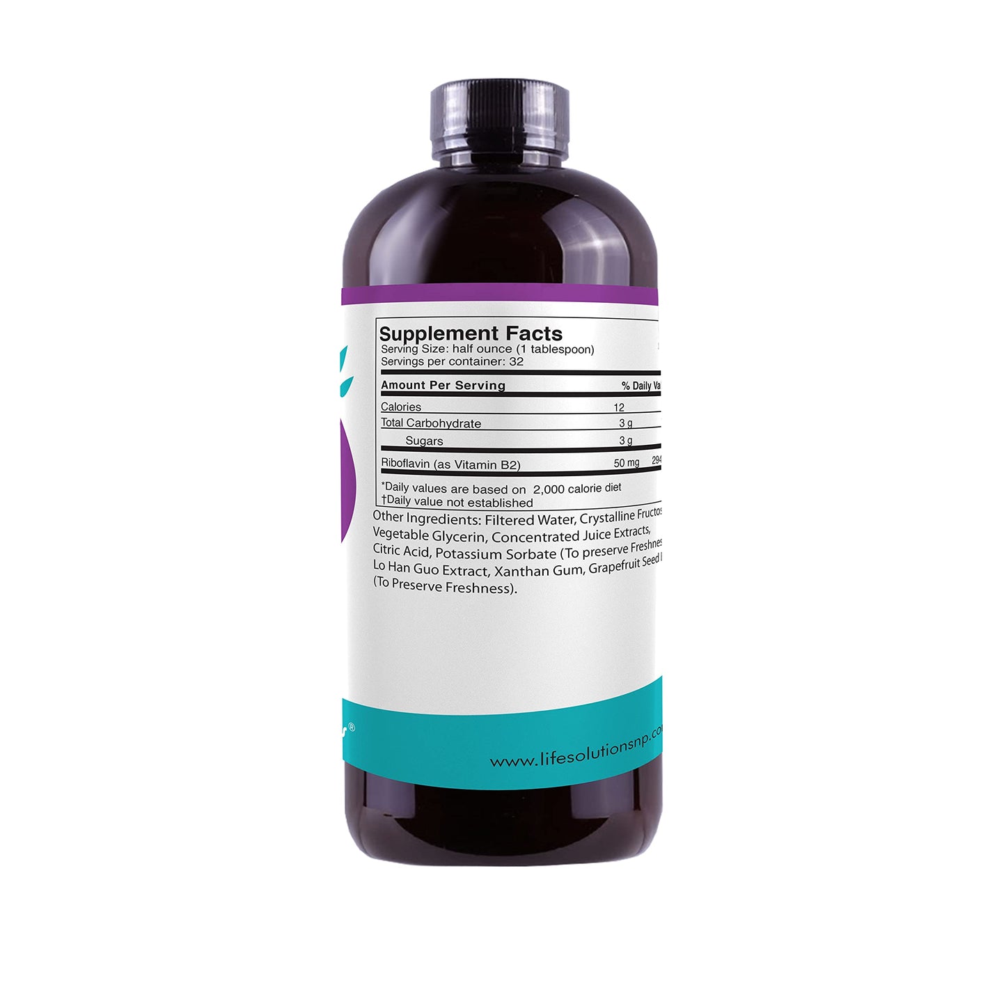 Brieofood Vitamin B2 high potency riboflavin dietary supplement facts and ingredients panel