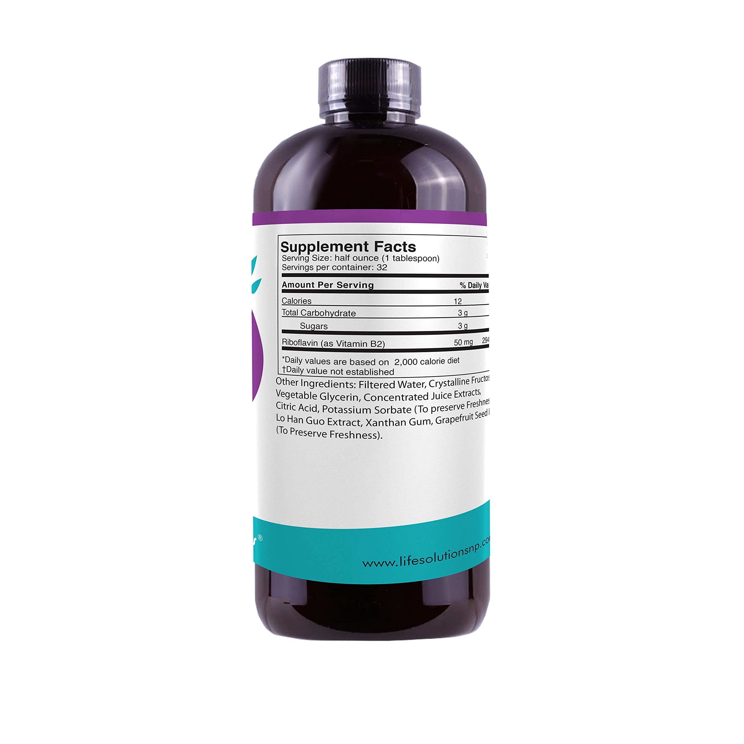 Brieofood Vitamin B2 high potency riboflavin dietary supplement facts and ingredients panel