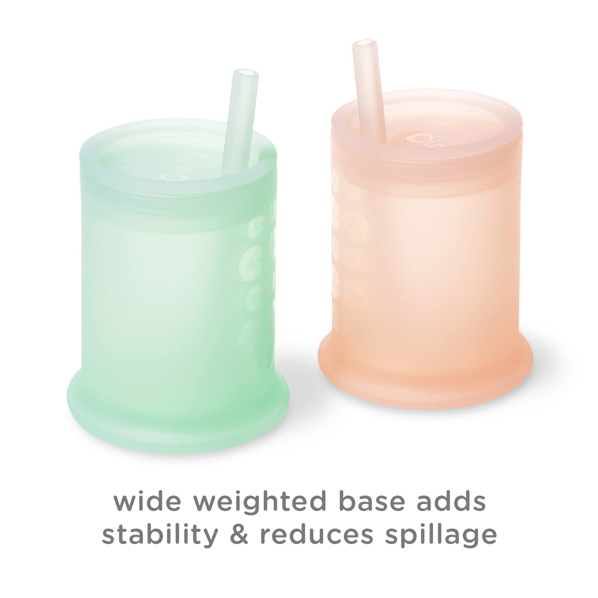 Olababy food grade silicone infant transition cup close up details