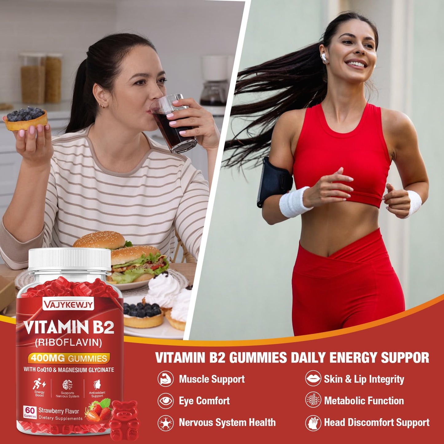 High potency 400mg riboflavin supplement nutritional facts label close up