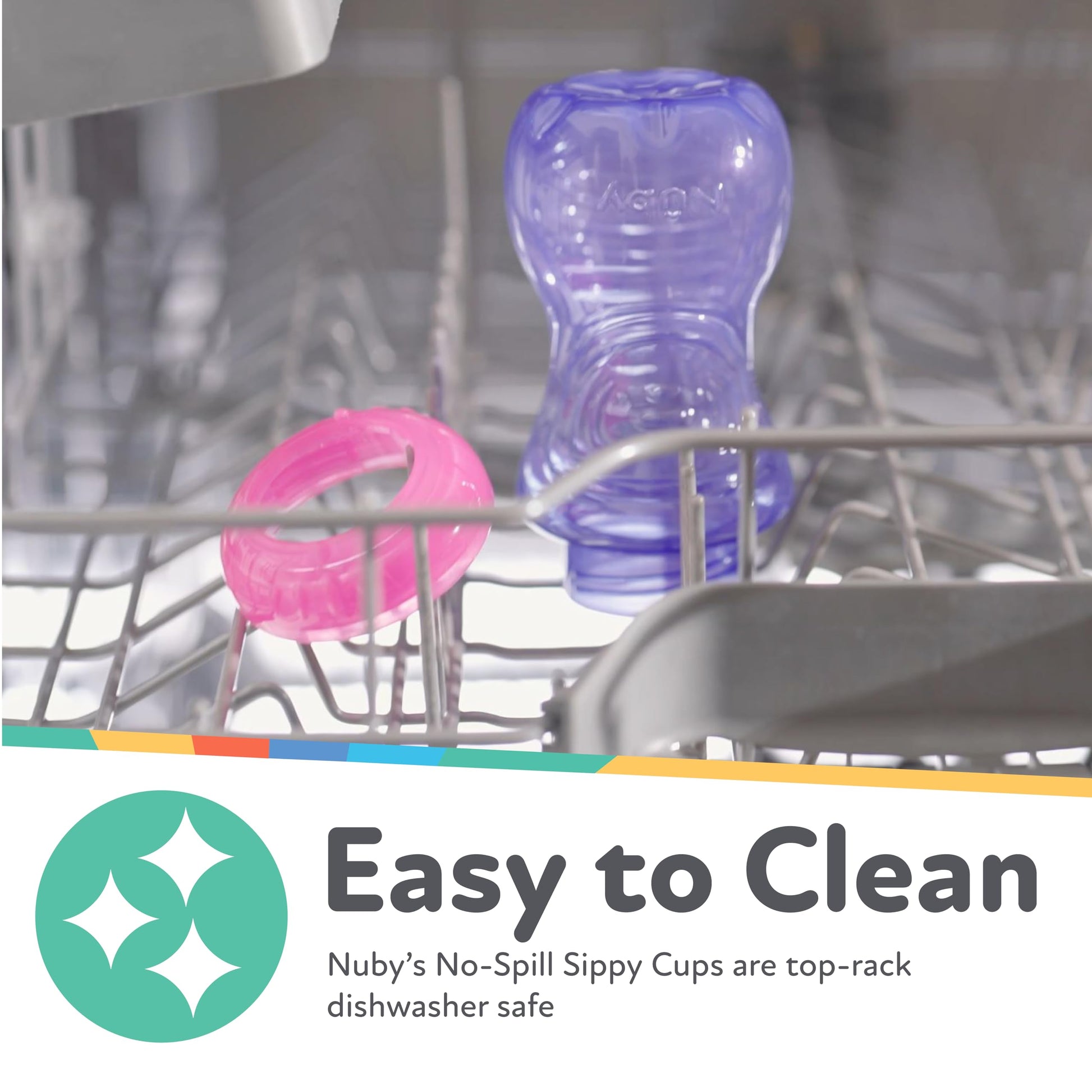 Top rack dishwasher safe Nuby cup disassembled for cleaning