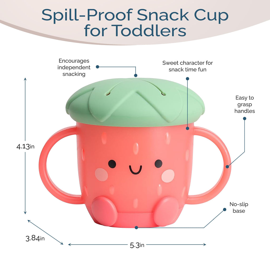 Itzy Ritzy snack cup for kids showing flexible lid opening