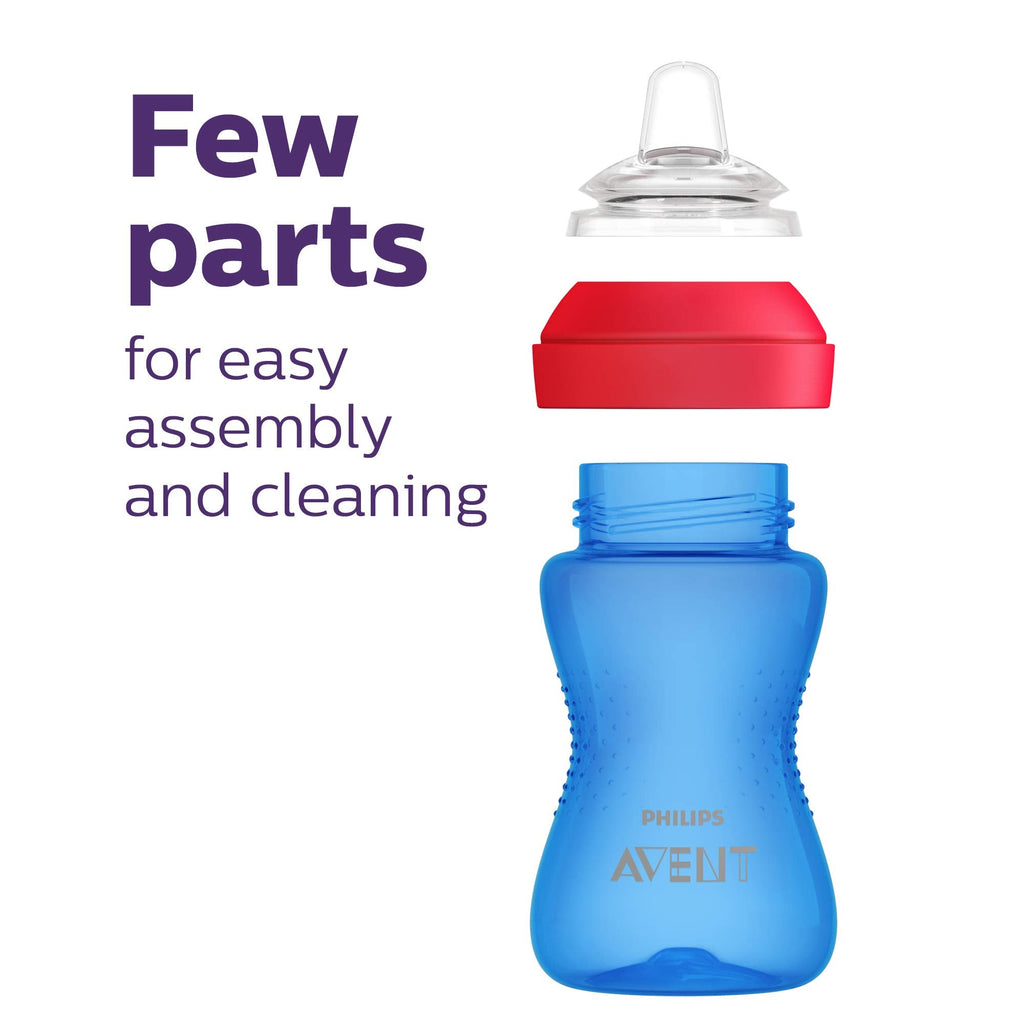 Philips Avent silicone spout transition cup top angle view with lid on.