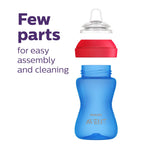Philips Avent silicone spout transition cup top angle view with lid on.