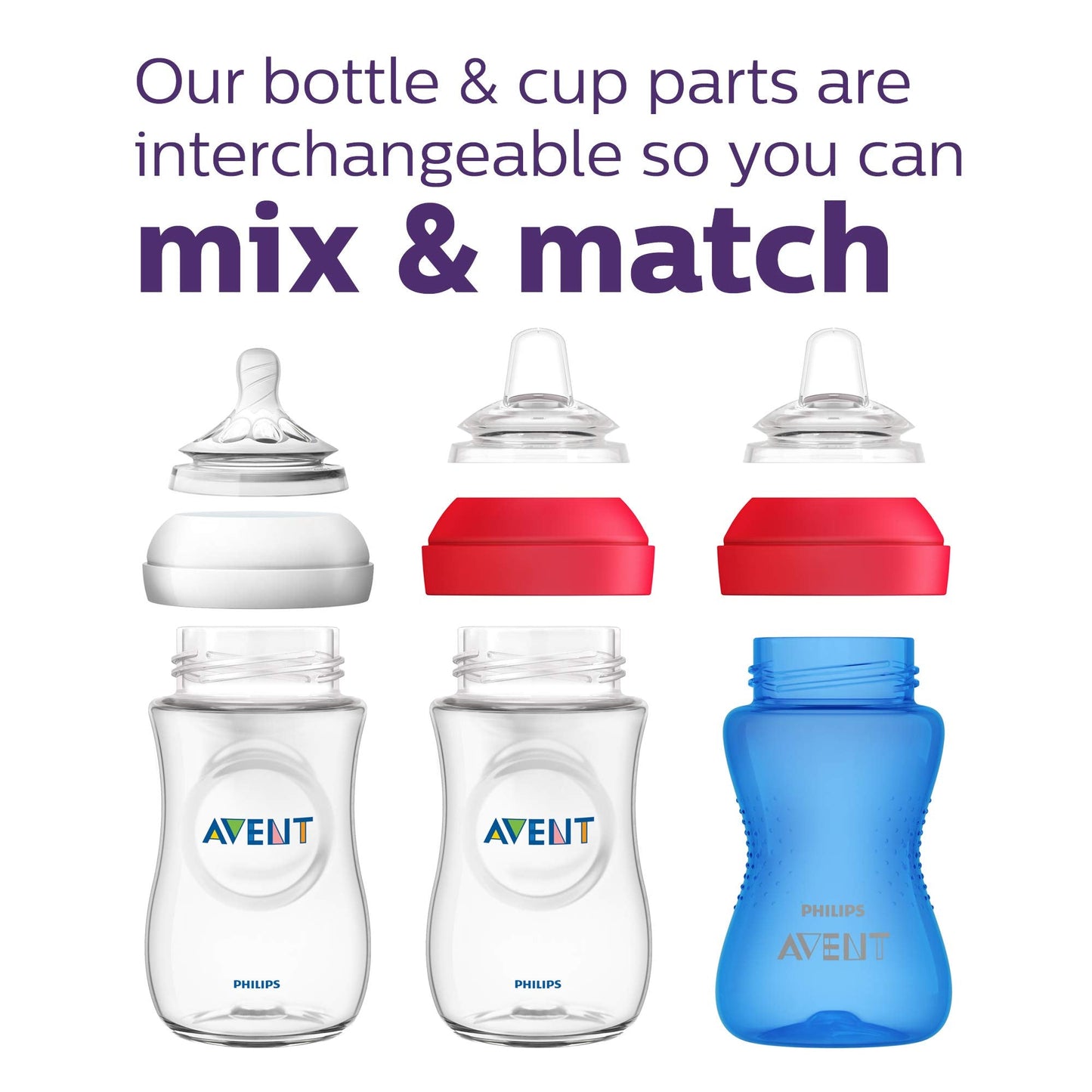 Philips Avent spill free toddler bottle showing contoured body shape for small hands.