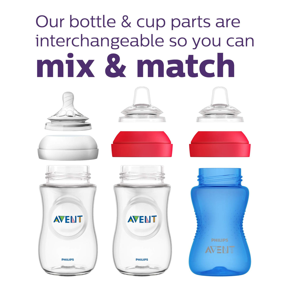 Philips Avent spill free toddler bottle showing contoured body shape for small hands.