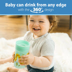 Two pack of Dr. Brown's 10 Ounce training cups for babies in blue and green jungle themes