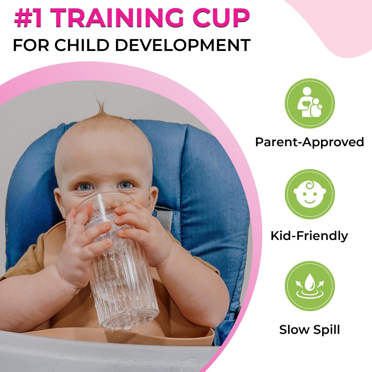 Reflo unbreakable transparent toddler cup rim close up