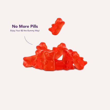 Close up of sugar free vegan chewable gummies for nervous system and cellular energy support