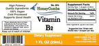 HoneyCombs Vitamin B2 alcohol free liquid extract bottle showing clear supplement facts labeling