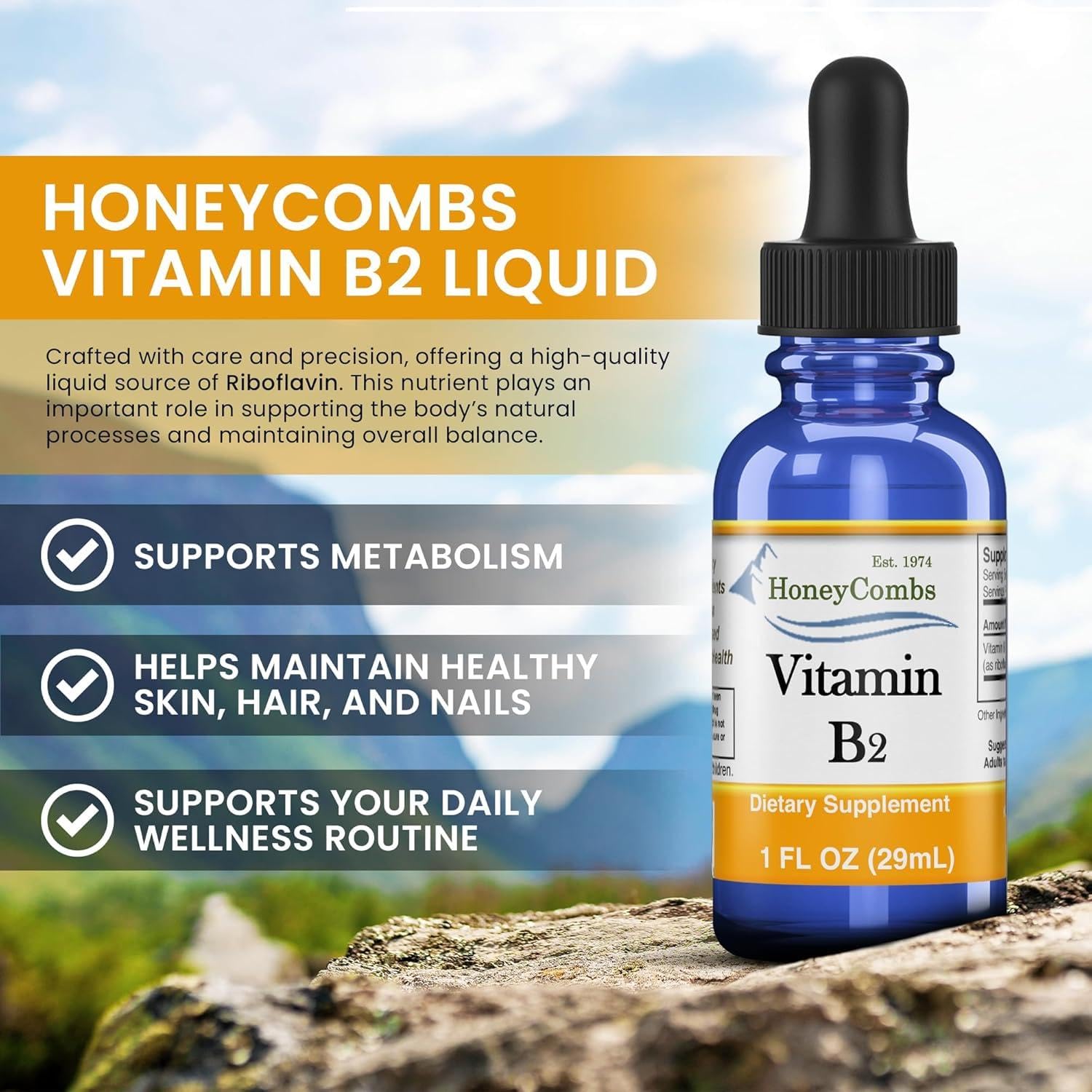 High potency fast absorbing liquid riboflavin drops dropper mechanism illustration