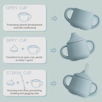 Moonkie three stages training cup with spout lid attached