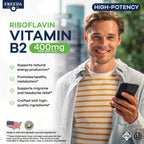 Freeda high potency riboflavin dietary supplement showing product label information.