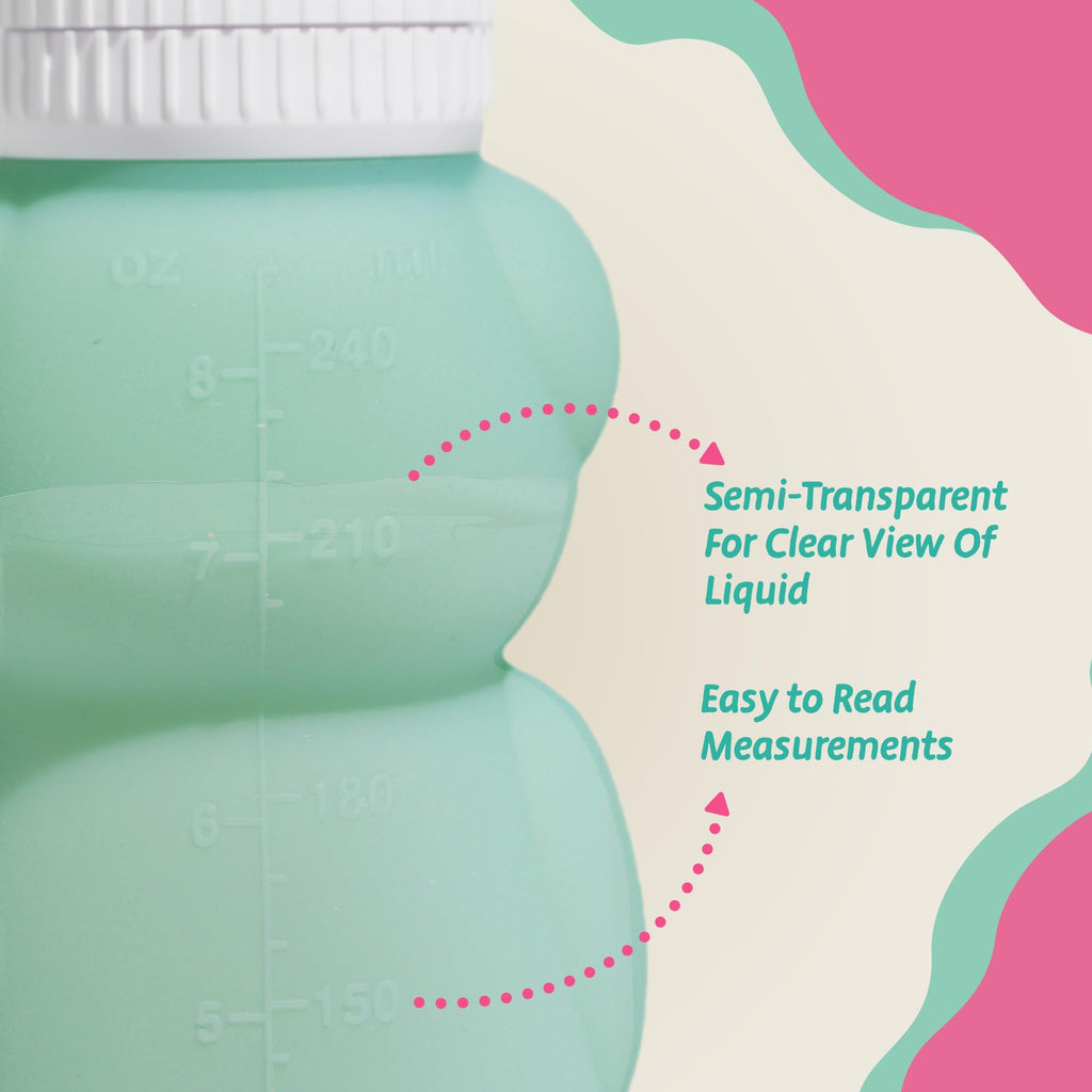 Green silicone honey bear straw cup with included straw cleaning brush