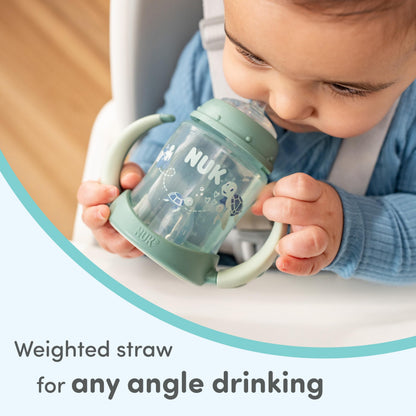 NUK BPA free learner straw cup being disassembled for cleaning