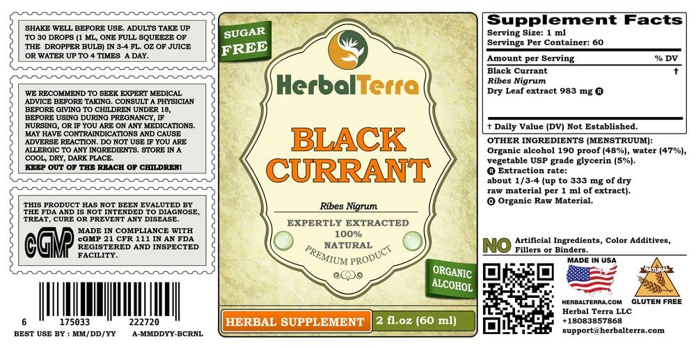 Herbal Terra Black Currant liquid extract label details