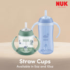NUK blue silicone straw cup for toddlers side angle view