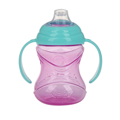 Disassembled view of the Nuby baby cup components illustrating the easy-to-clean top-rack dishwasher safe parts.