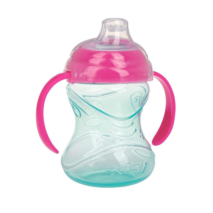 Packaging display of the authentic USA imported Nuby four months plus training cup set.