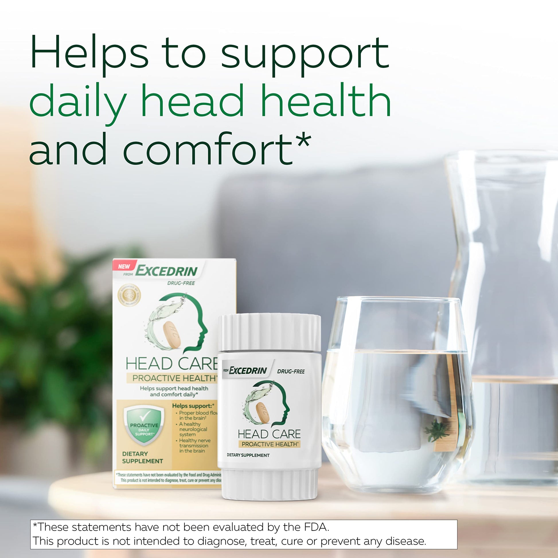 Excedrin daily head health dietary supplement bottle label details