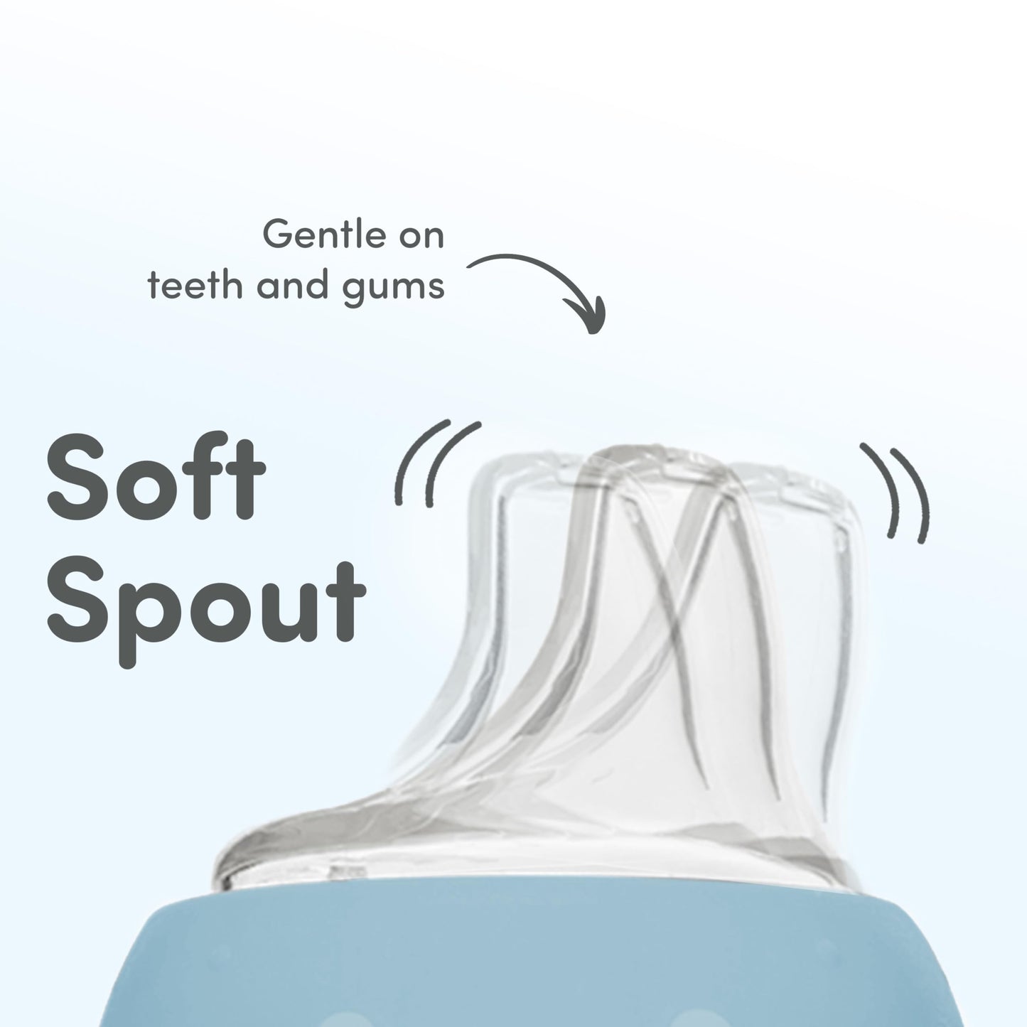 Close up of NUK Learner Cup soft silicone spill-proof spout