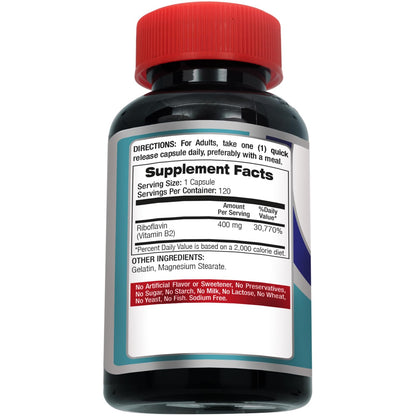 FITO MEDIC'S Vitamin B2 supplement fact panel showing 400mg riboflavin serving size