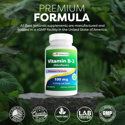Premium non GMO gluten free Vitamin B2 capsule lifestyle display