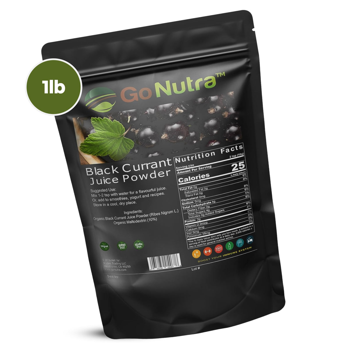 Authentic USA sourced Go Nutra supplement pouch packaging angle
