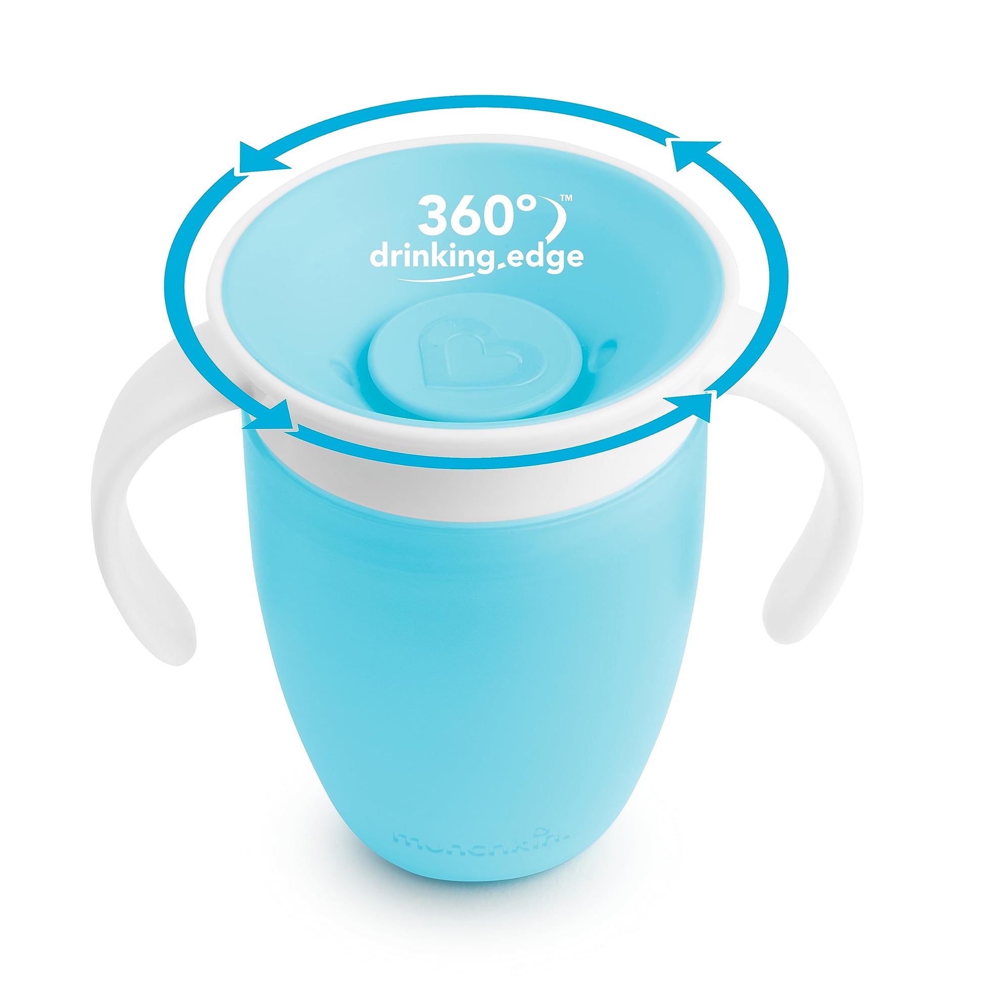 Disassembled parts of the easy to clean Munchkin Miracle 360 trainer cup showing the silicone valve.