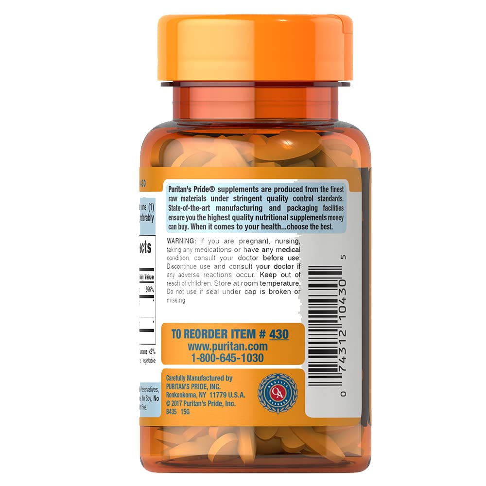 Authentic Puritan's Pride B complex vitamin bottle displaying dosage instructions for adult energy metabolism.