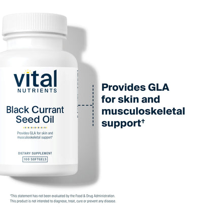 Vital Nutrients Black Currant Seed Oil 100 softgels bottle side view