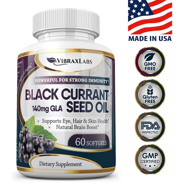 Vibraxlabs Black Currant Oil 60 softgels supplement facts label