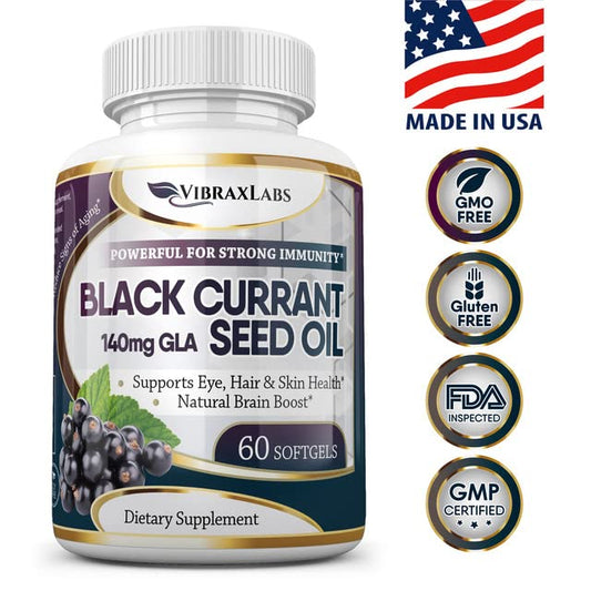 Vibraxlabs Black Currant Oil 60 softgels supplement facts label