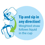 Dr. Brown's weighted straw training cup with sliding lid open to reveal the silicone straw.