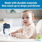 Close up view of the removable handles on the Dr. Brown's 9 ounce sippy cup pack.