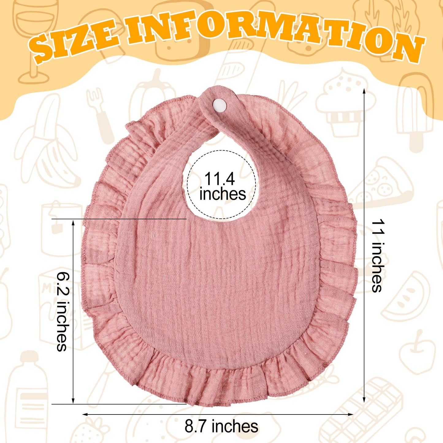 Mepase muslin baby bibs showing snap button closure detail