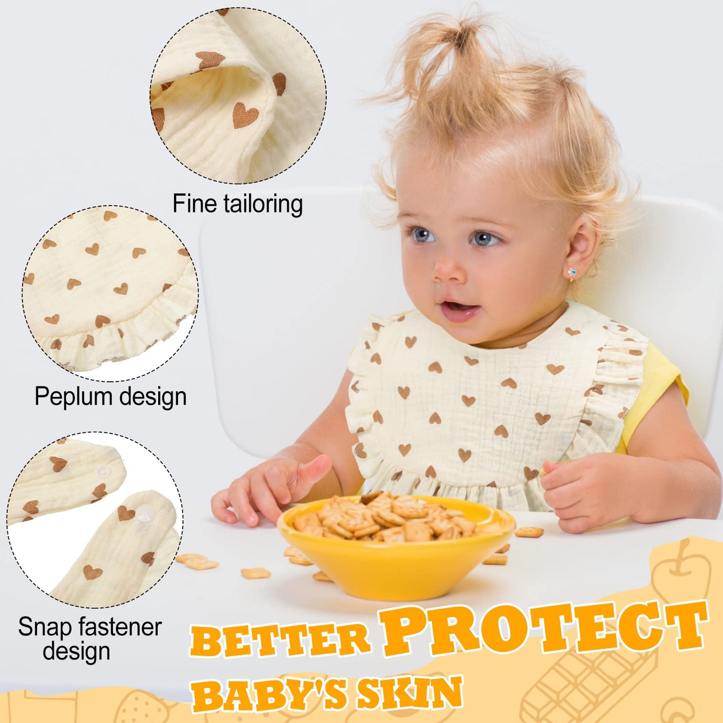 Assorted fresh colors of Mepase teething bibs for infants