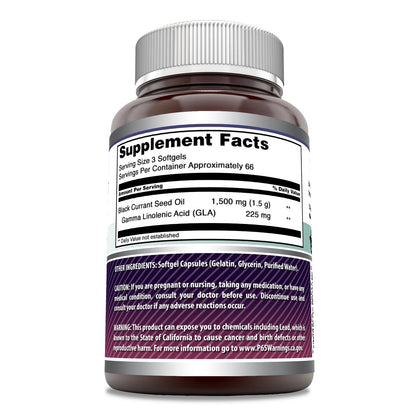 Close up of Amazing Formulas Black Currant Oil supplement facts