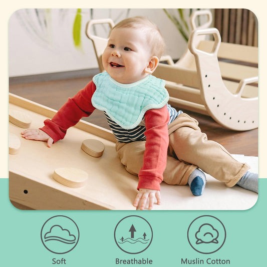 Baby wearing soft 8-layer organic muslin drool bib
