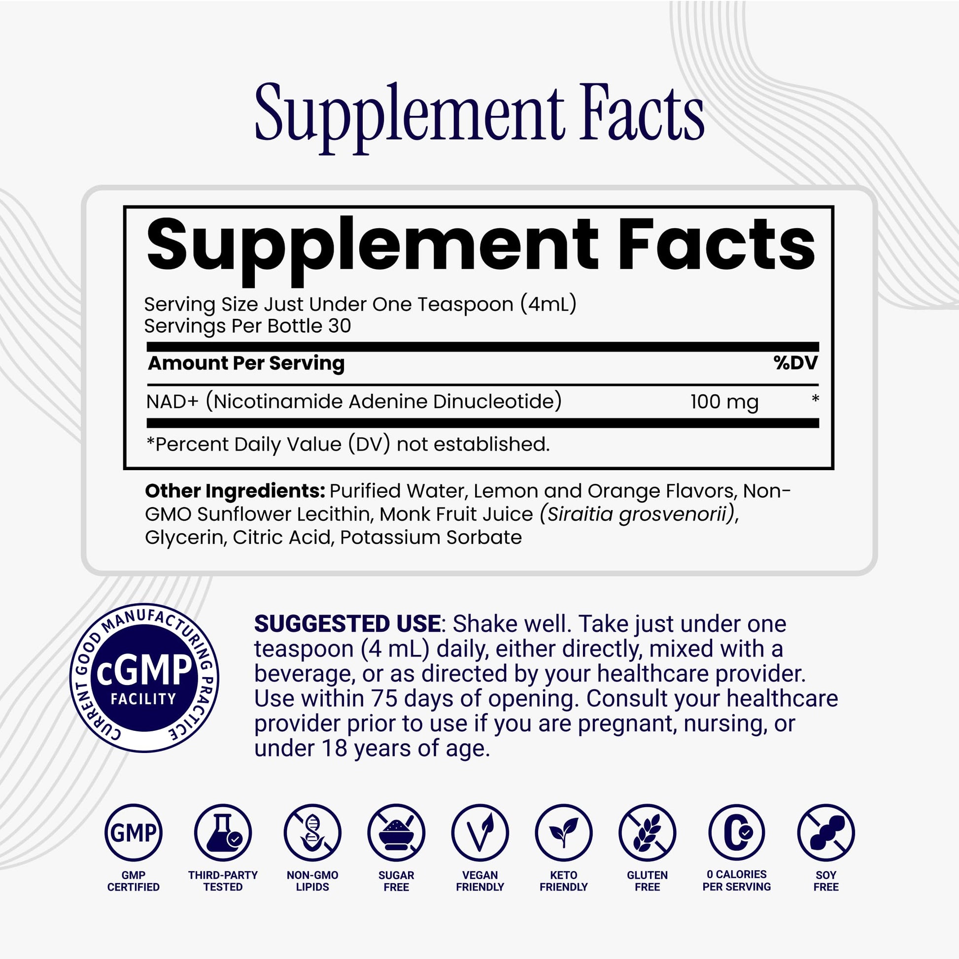 Authentic USA imported Rho Nutrition Liposomal NAD plus liquid showing dropper application