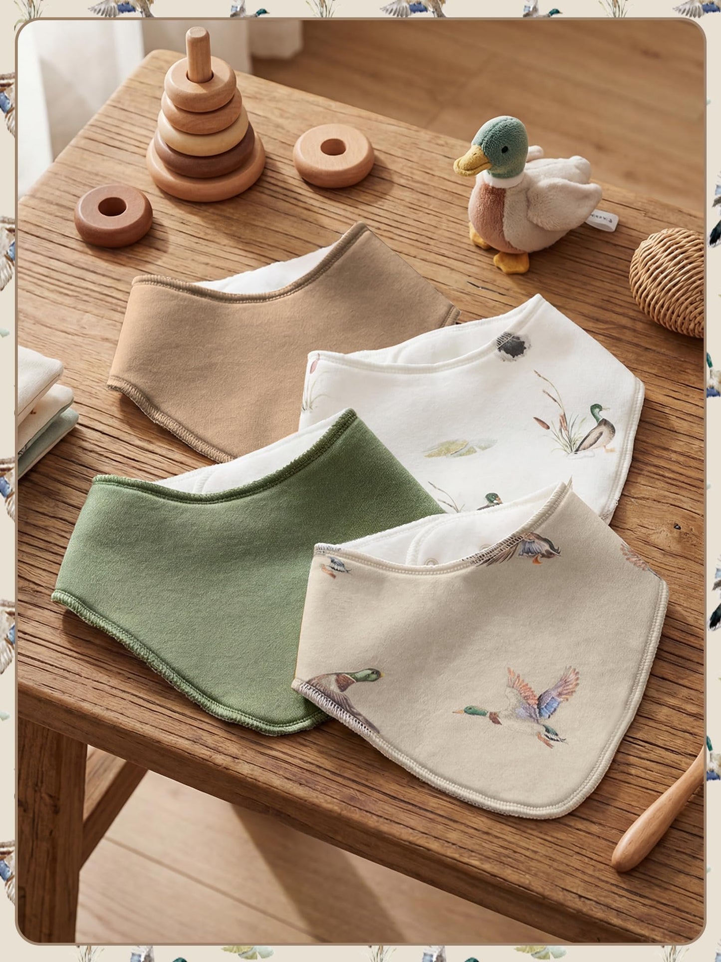 Boao duck themed baby bibs for teething infants