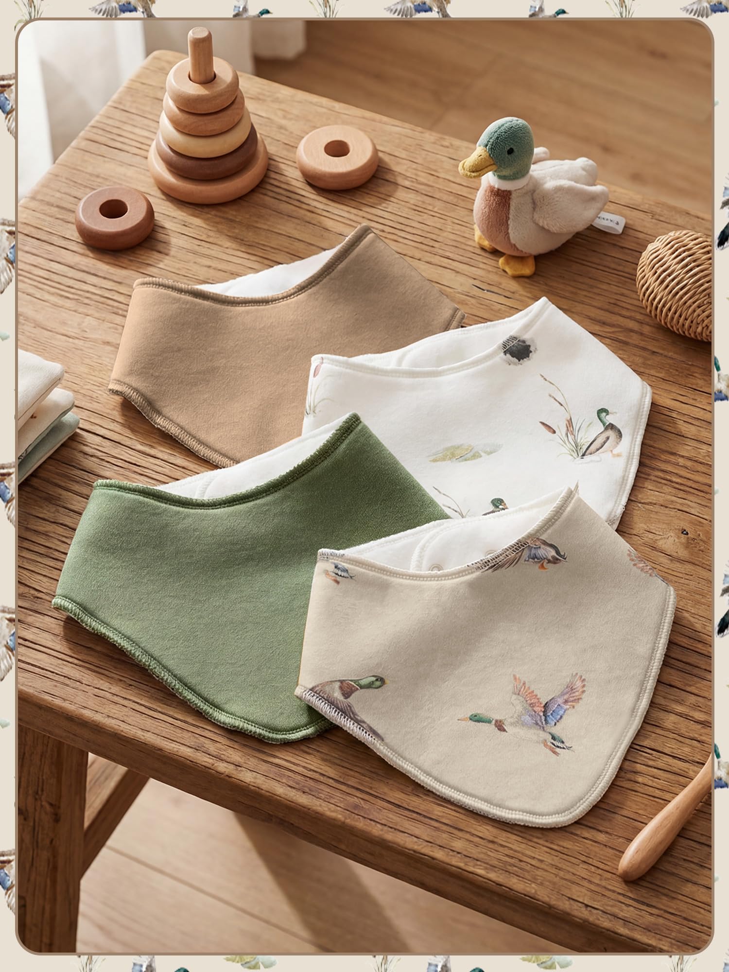 Boao duck themed baby bibs for teething infants