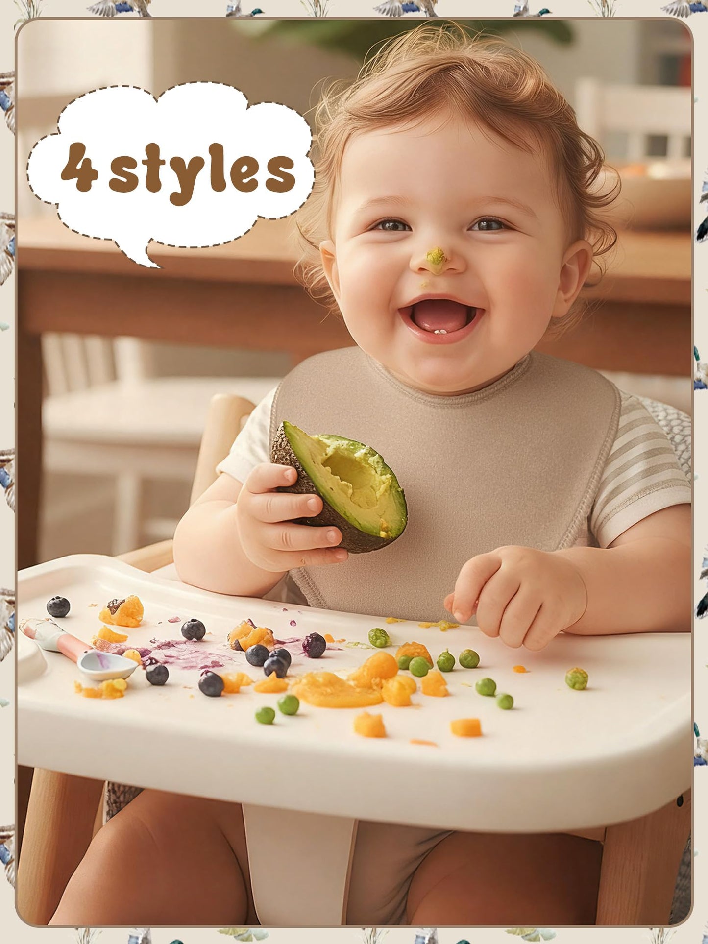 Collection of mallard duck and solid color baby bibs